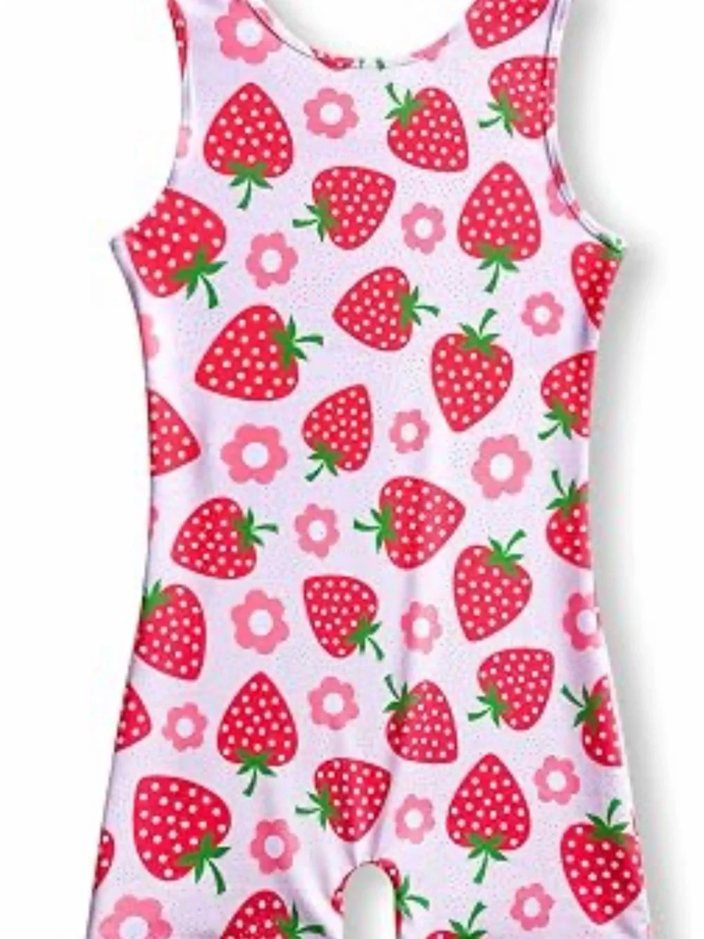 Girls pink sleeveless gymnastics biketard Leotard Sparkly Strawberry Size 5